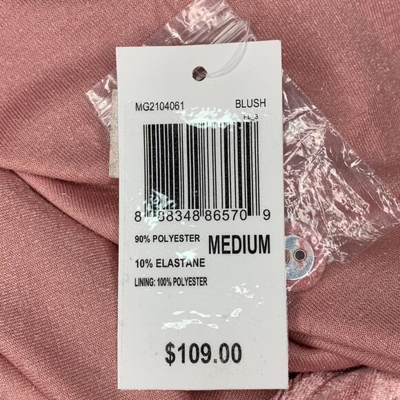 MINKPINK NWT Collared Mini Dress Long Sleeve Front Buttons Closure Blush Size M - Picture 13 of 13